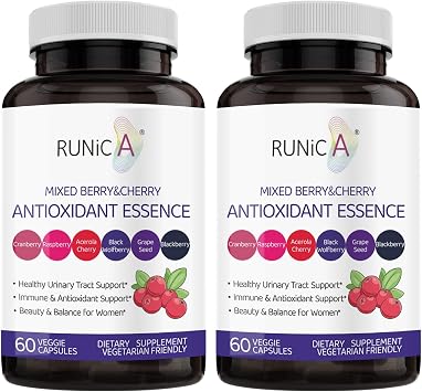 6X 6-in-1 Mixed Berry & Cherry Antioxidant Supplement - 6-Berry Extract for Even Skin Tone & Urinary Tract Health - 120 Vegan Capsules, 60-Day Routine Bundle