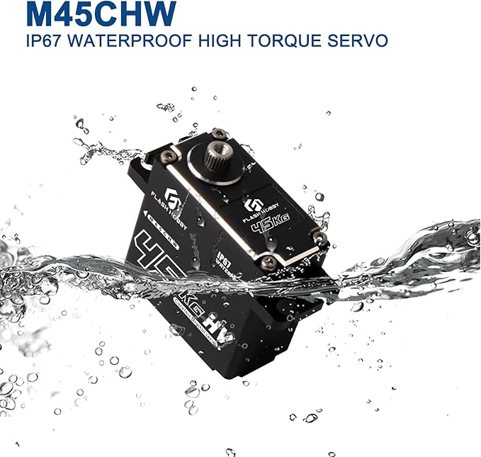 FLASH HOBBY Servo Coreless 45kg 8.4V Alta Torque Engranaje Metálico IP67 270° miniatura 3