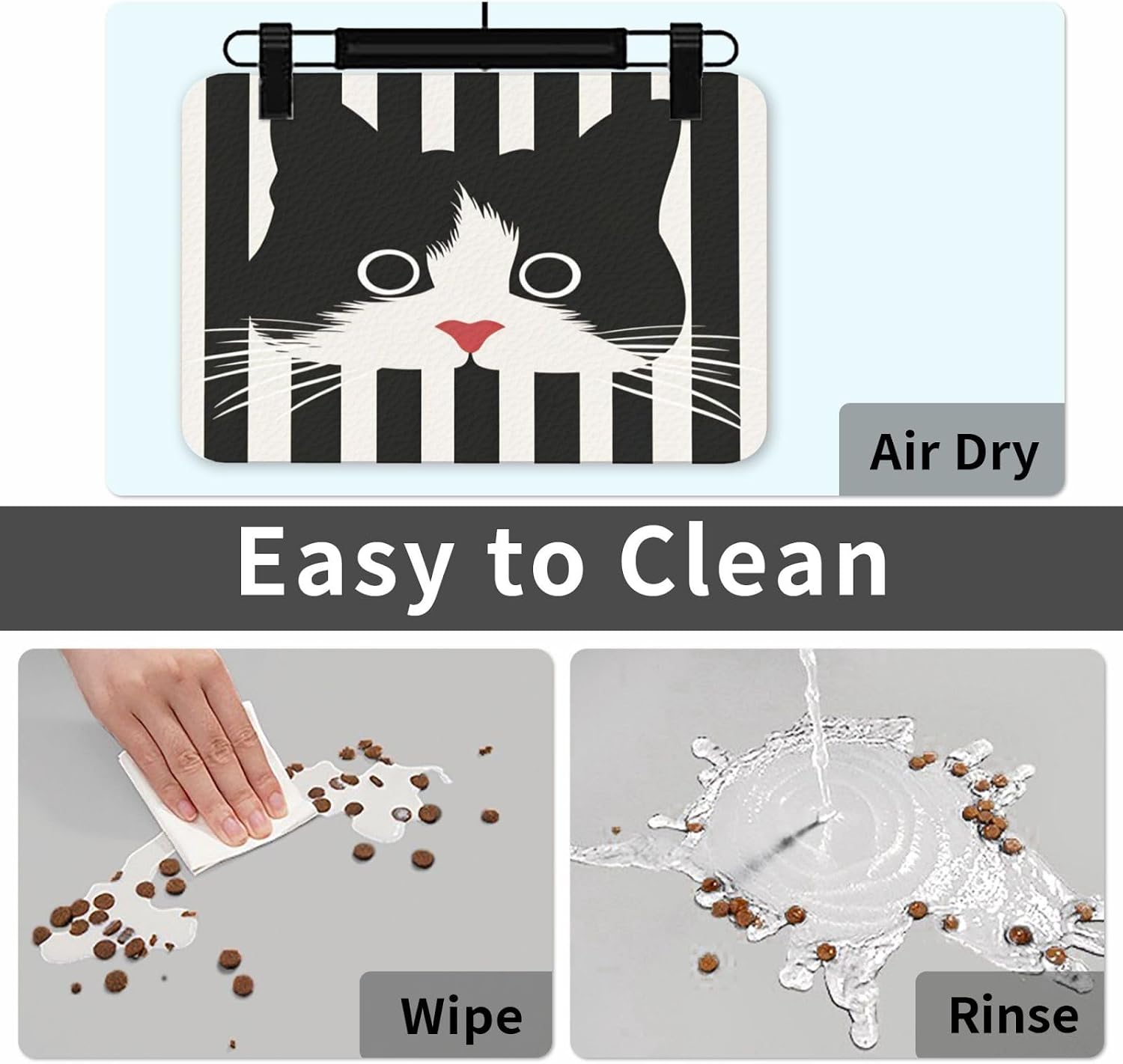 Cute cat Stripes Pet Food Mat Dog Non-Slip Feeding Mat Cat Bowl Mats Pets Placemat for Food and Water 40x60cm