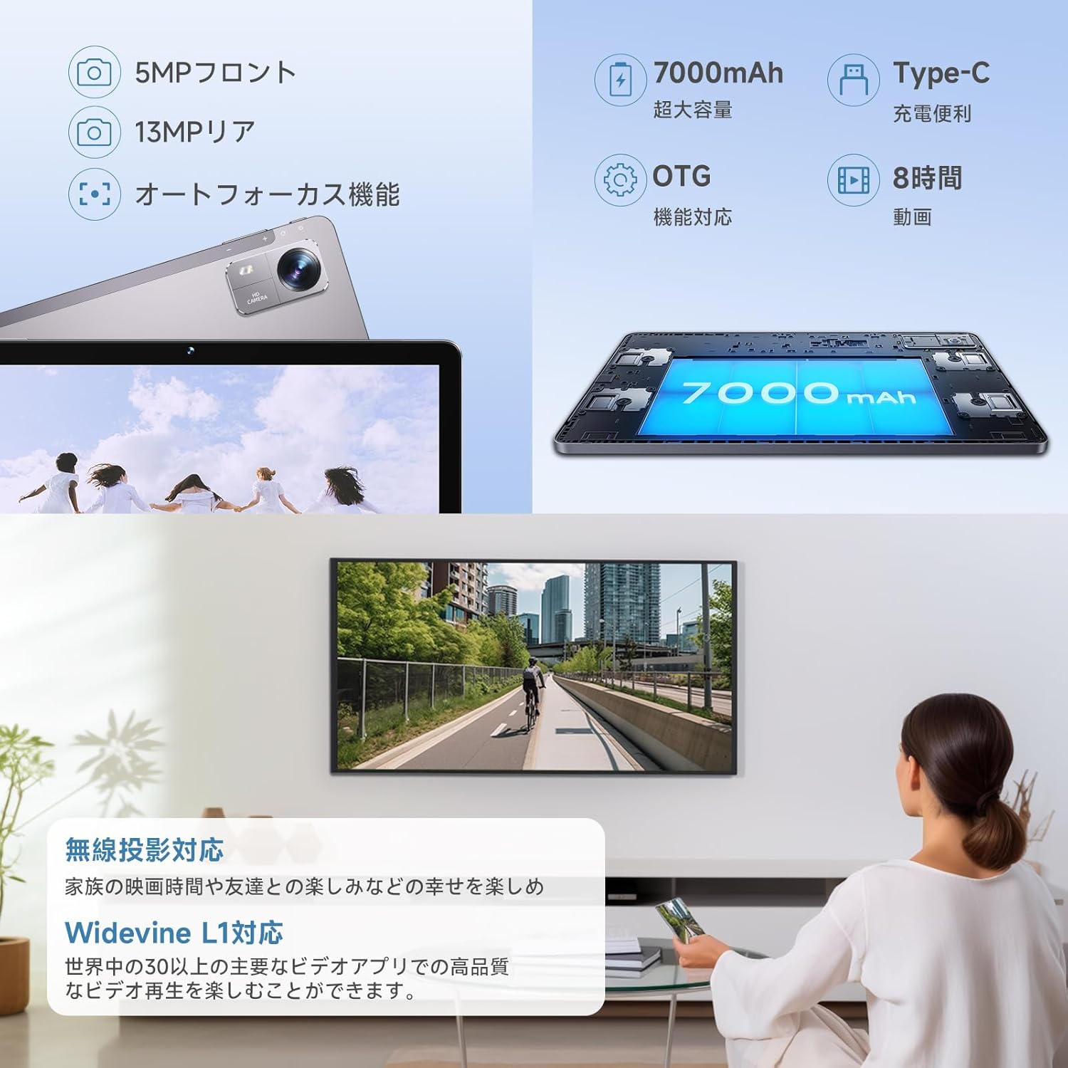 Image showing the BMAX i10Pro tablet's rear camera module and a sample photo taken with it.