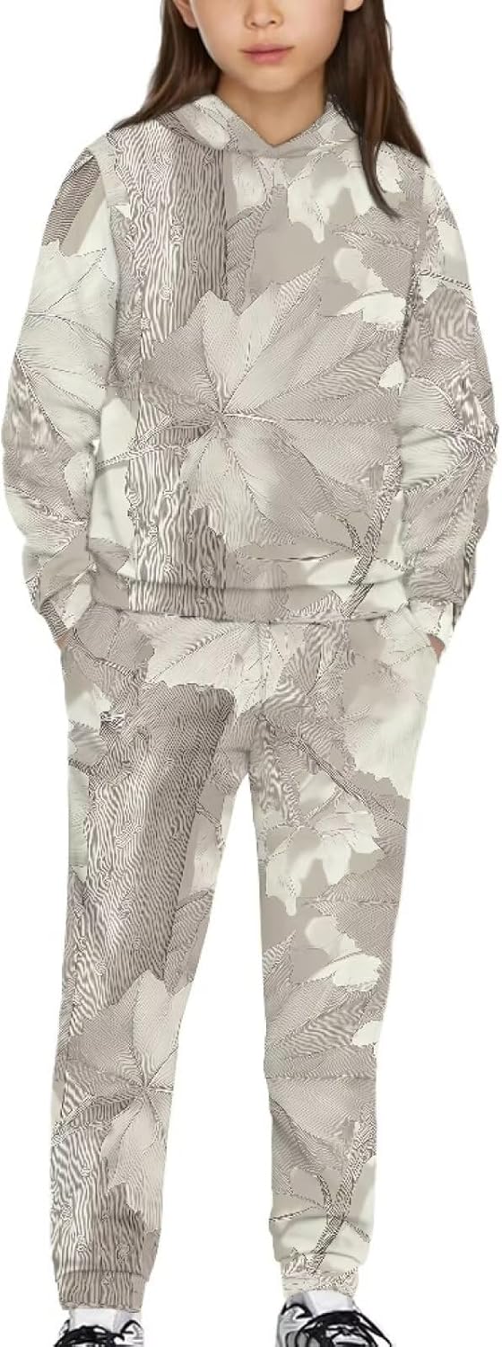 Pensura 2 Pack Long Sleeve Pullover Hoodie and Jogger Pants for Boys Girls, Kids Youth Matching Set