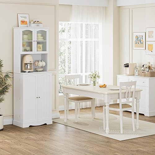 Miniatura 2 de HOSTACK Armario de despensa de 71 pulgadas, armario alto de almacenamiento de despensa de cocina con soporte para microondas, gabinete de cocina
