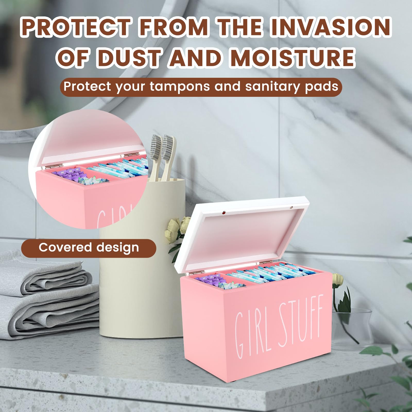 Boîte De Rangement En Bois Pour Tampons/cosmétiques – Dimensions 8,5x22x13 Cm – Pour Salle De Bain, Coiffeuse