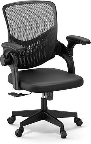 Silla de oficina giratoria ergonómica básica, silla de escritorio negra, silla ejecutiva, respaldo de malla transpirable, altura ajustable, asiento