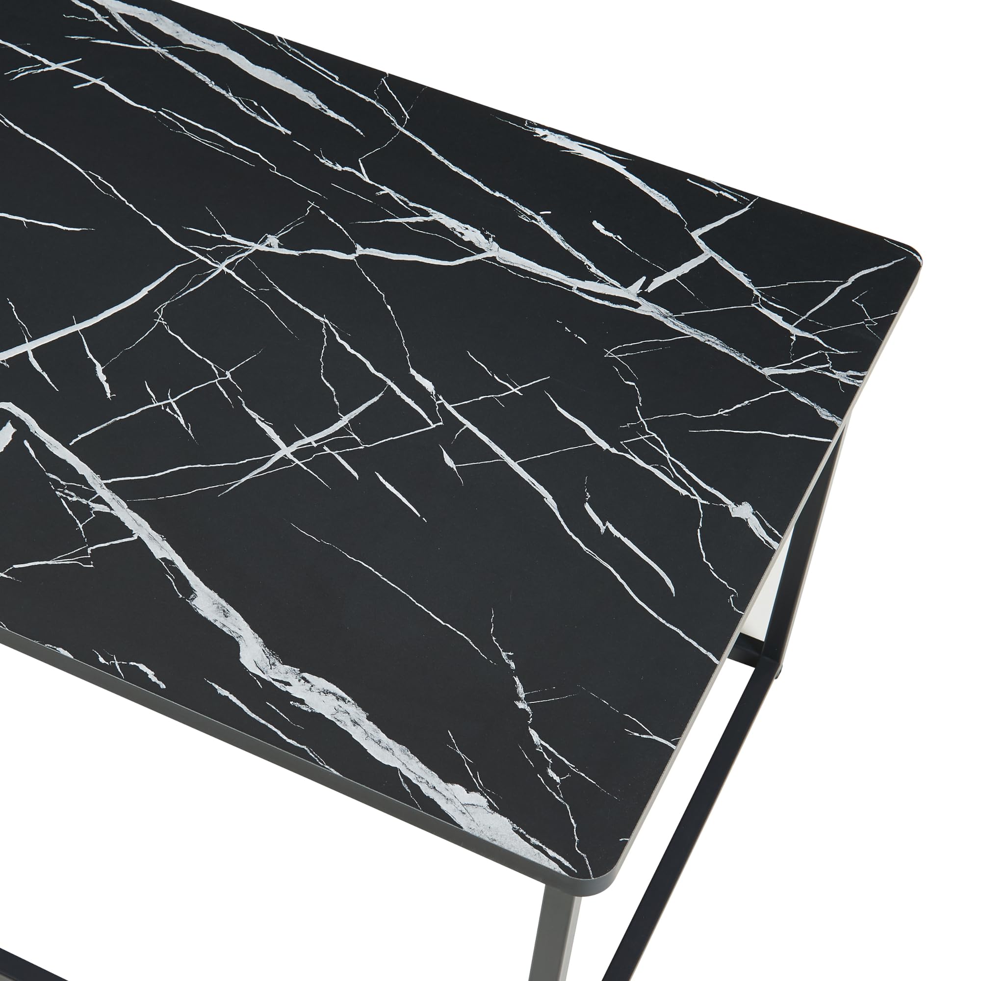 [en.casa] Couchtisch Raukurg Sofatisch mit einem Ablagefach Wohnzimmer 120 x 60 x 44 cm rechteckig Metallgestell Marmoroptik, schwarz