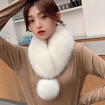 Amazon.co.jp: フェイク狐の毛 ポンポン飾り エコファースヌード