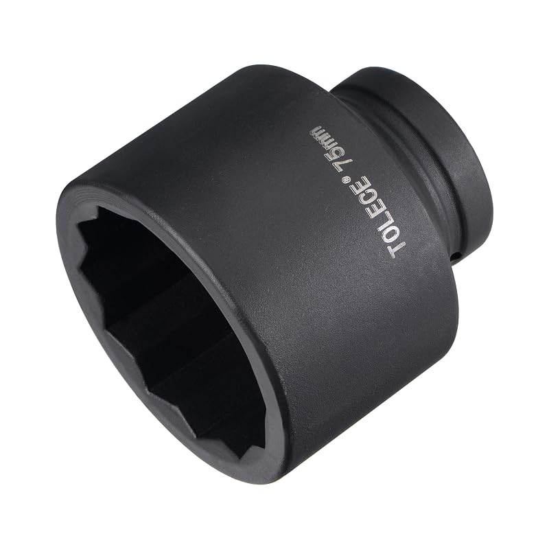Soquete de Impacto uxcell 75 mm, 12 Pontas, Encaixe Quadrado de 25,4 mm (1 pol.), Aço CR-MO, 100 mm