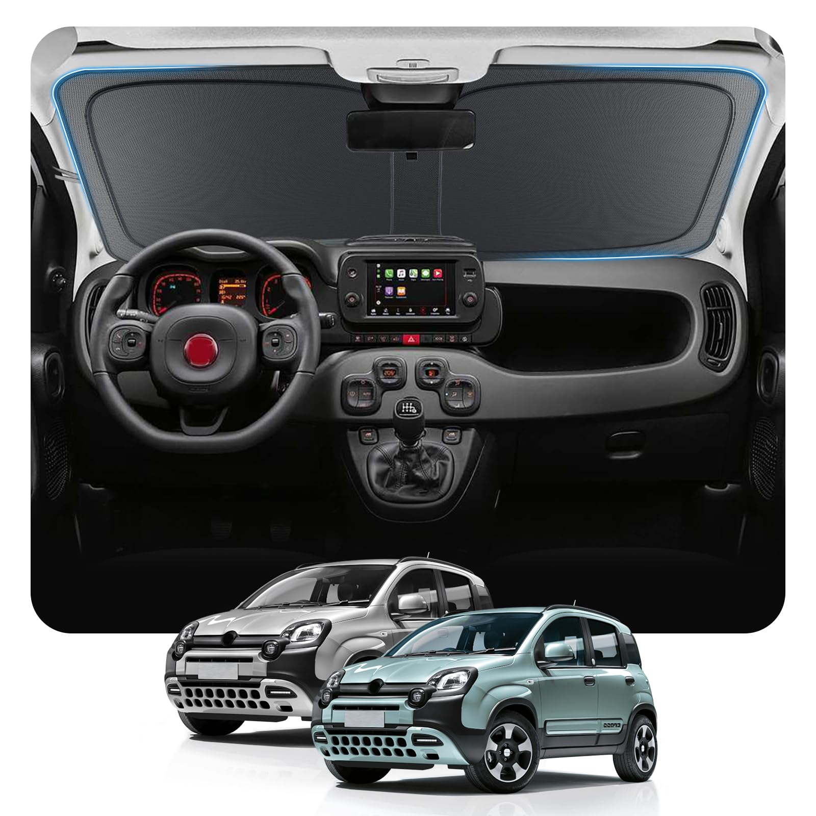 [Aggiornamento] BSTW Parasole Pieghevole per Fiat Panda Cross/City Cross/Hybrid 2020-2025 Copri Parabrezza con Protezione UV e Termica Parasole Panda Accessori