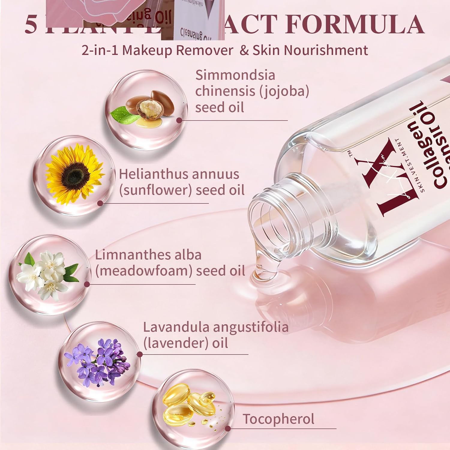 Cleansing Oil for Face - Gentle Makeup Remover Oil | Deep Pore Cleanser Double Cleansing for All Skin Types 8.81 fl oz (250ml) - Image 4