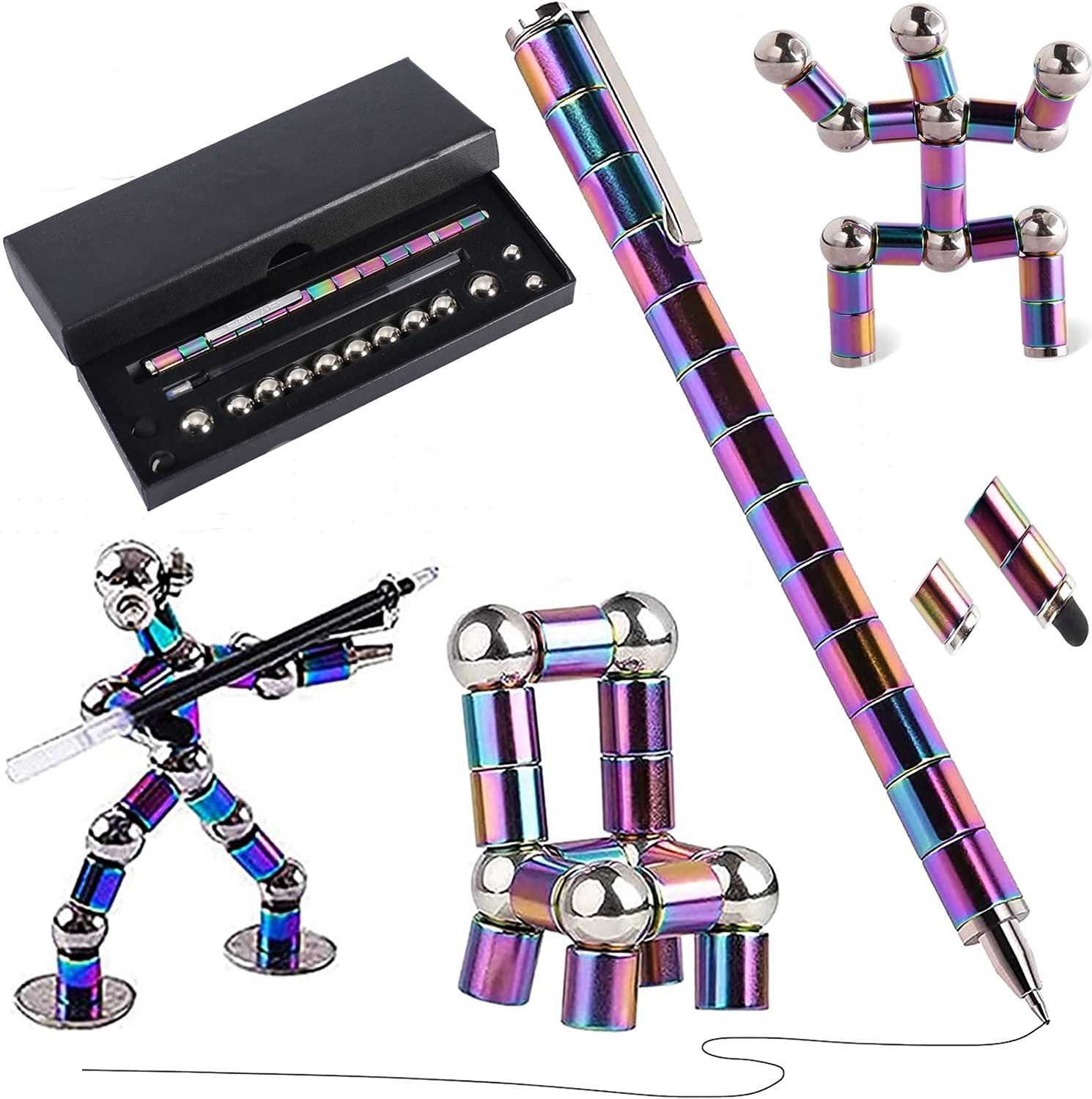 2023 New Magnetic Pen Toy, Decompression Magnet Metal Fidget Pen, Creative Toy Can Write, Gifts for Family or Friends (Multicolor)
