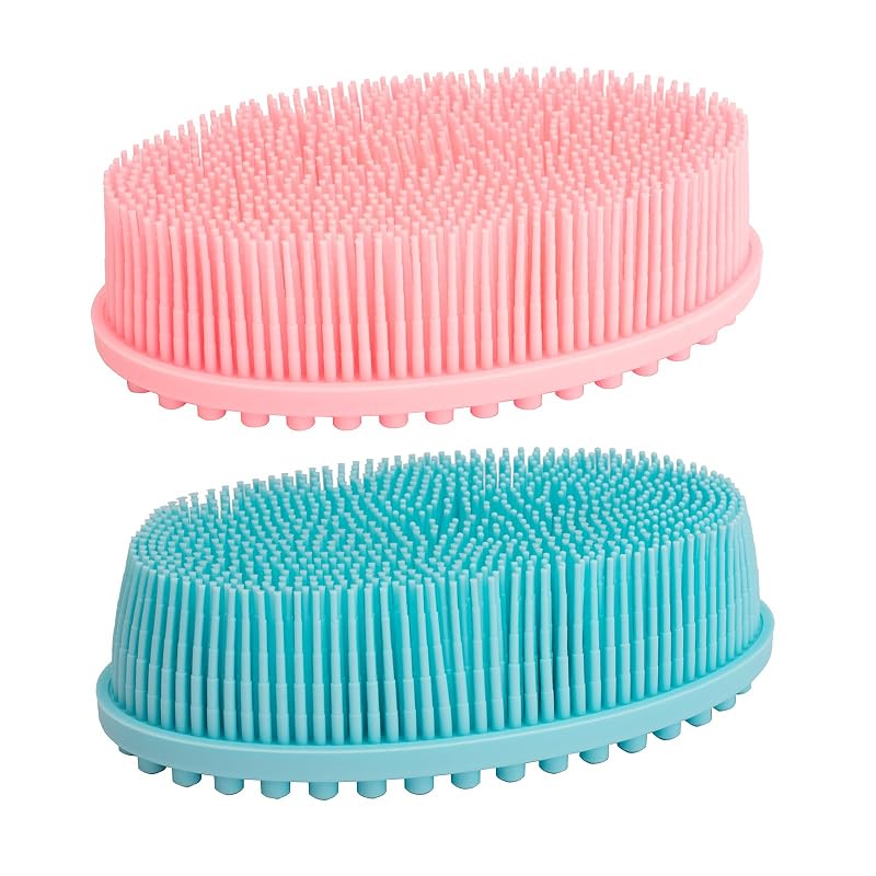 Escova corporal de silicone DNC para banho, dupla face, Pacote com 2