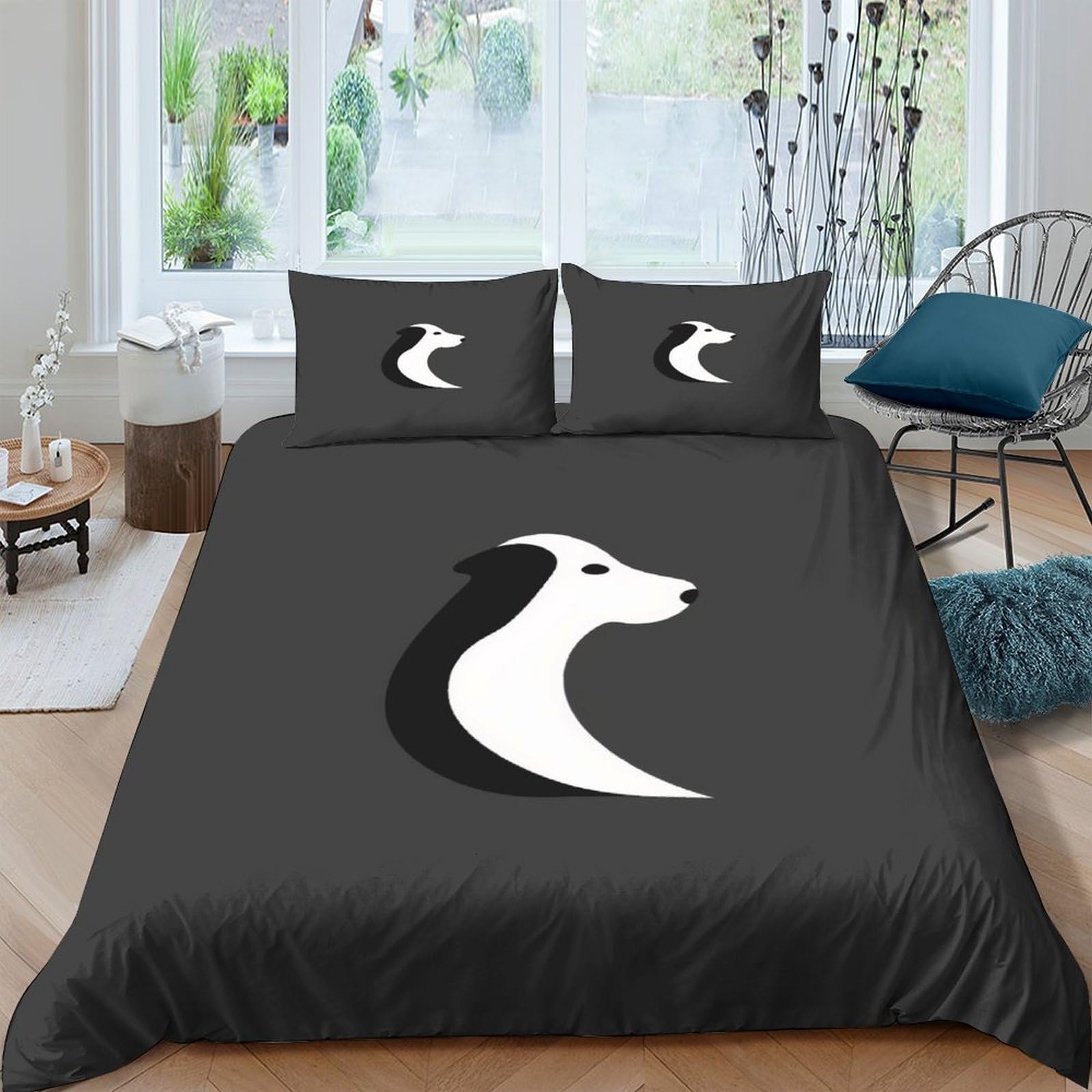 Housses de couettes anti-plis imprimé 3D chien parure de lit microfibre douce 200x200