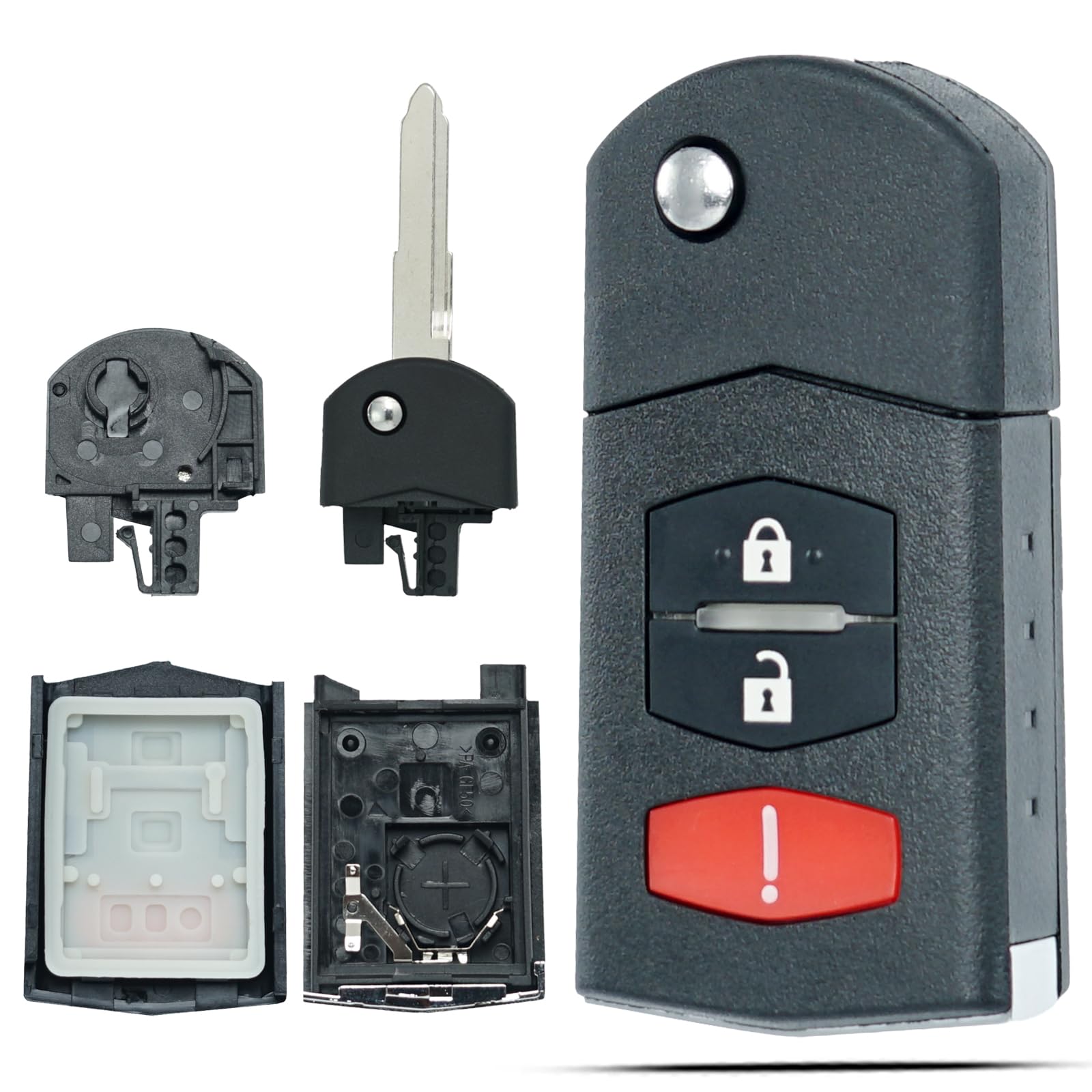 Photo 1 of SUPALAND Key Fob Shell Case Replacement Fits for Mazda 2 3 5 CX-7 CX-9 2006-2015 Keyless Entry Remote Control 3 Button Pad Cover (FCCID:BGBX1T478SKE125-01)