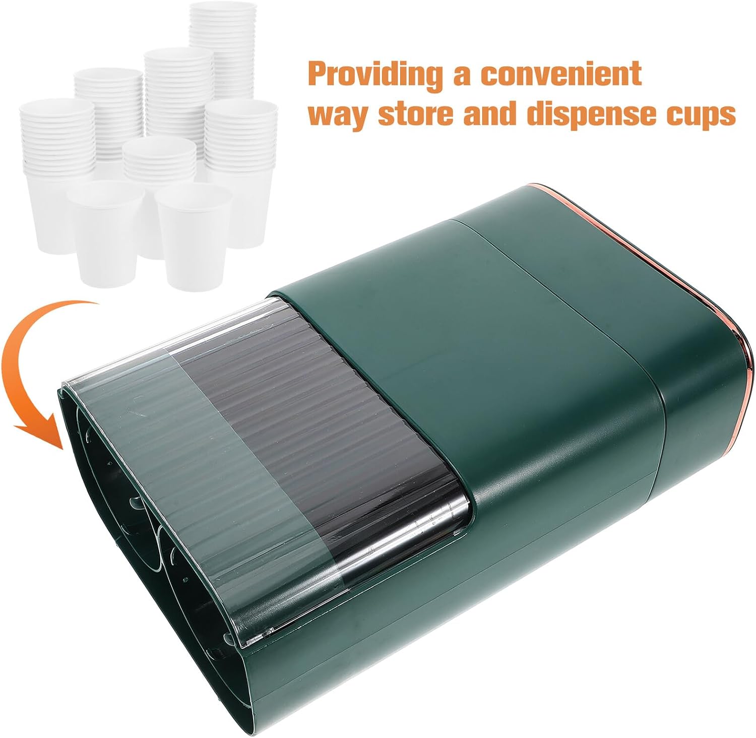 Wall Mounted Cup Dispenser and Lid Holder, Dark Green Double Tube with Storage Box, Universal Disposable Paper Cup Organizer for Water Cooler, Kitchen and Office Countertop Storage