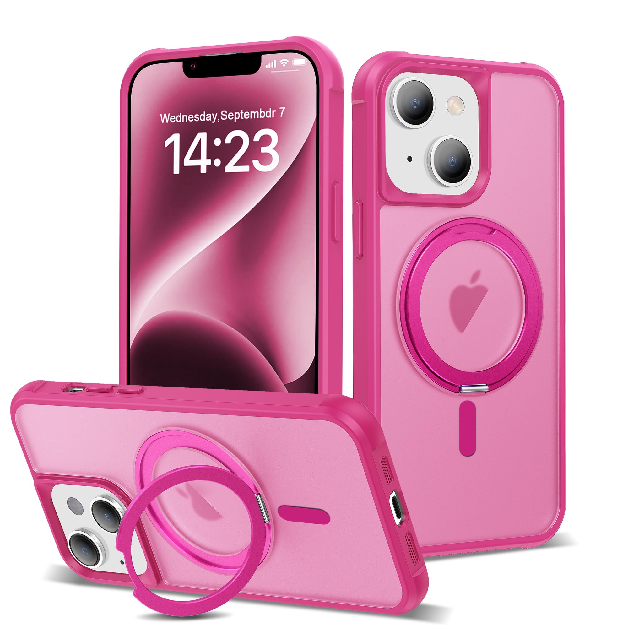 Compatible with iPhone 14 Plus Case with Stand 6.7",Rose Red