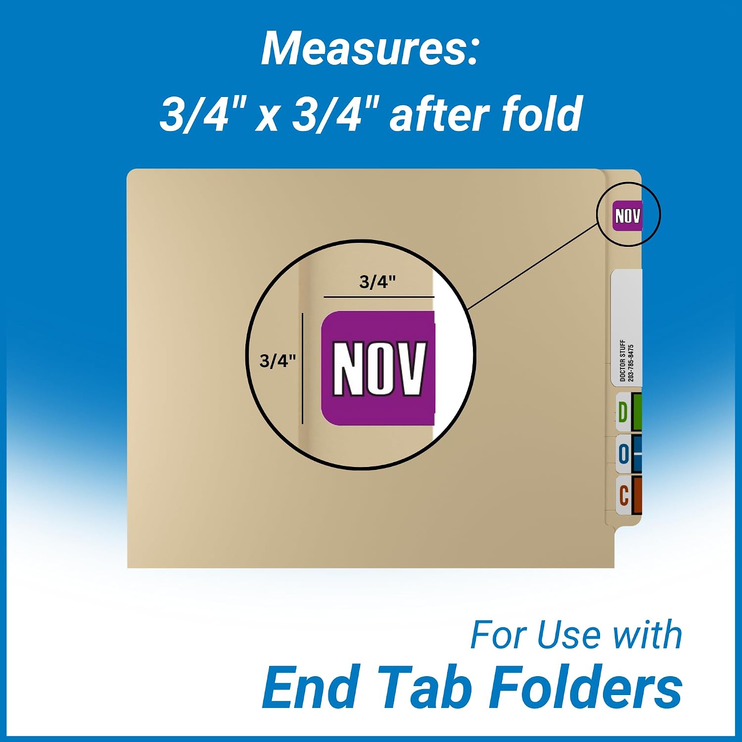 Doctor Stuff - File Folder Month Labels, November, Sycom End Tab Match - SYET Series Stickers, Purple, 3/4" x 1-1/2", 252/Pack