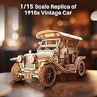 Vista 2 de ROKR Rompecabezas de Madera 3D Kits de Modelos de Coche para Construir para Adultos, Kit de Construcción de Modelos de Coche Vintage a Escala 1:15