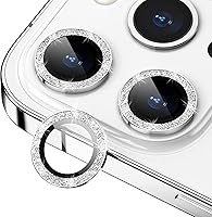 Vista 18 de Xfilm Protector de lente de cámara para iPhone 15 Pro/iPhone 15 Pro Max, anillo de diamante de metal individual brillante, dureza 9H, protector a