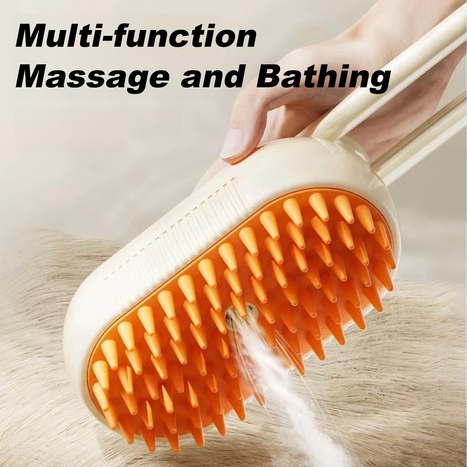 Puffease Spritz Defur Comb, Catzcomfort Reinigungsbürsten, 3 in 1 Spritz Defur Kamm für Katzen Hunde, Haustierspray Haarentfernungskämme (Weiß)