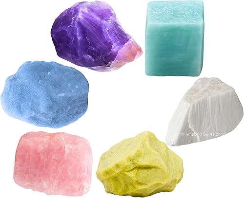 Miniatura 37 de Amazing Gemstone Cristales para el período agradable del ciclo menstrual menstrual, juego de 6 piedras de sangre, cuarzo rosa, piedra lunar