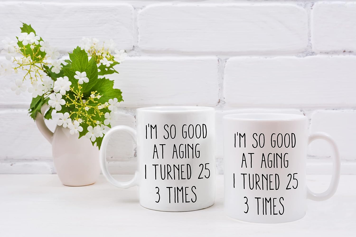 QASHWEY Birthday Gifts for Women Men Coffee Mug, Funny Coffee Mug, I'm So Good At Aging I Turned 25 3 Times Coffee Cups, 75 Birthday Gifts for Women Tea Cup Mug Cup - Image 4