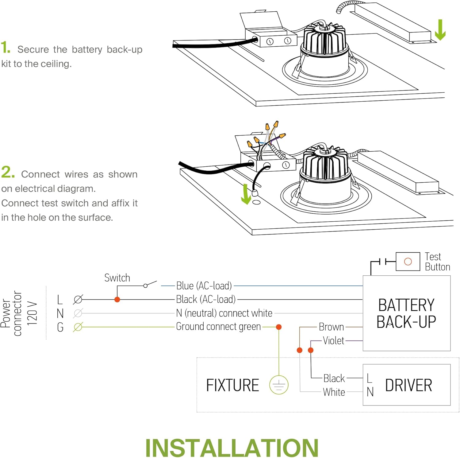 Installation steps for battery back-up kit