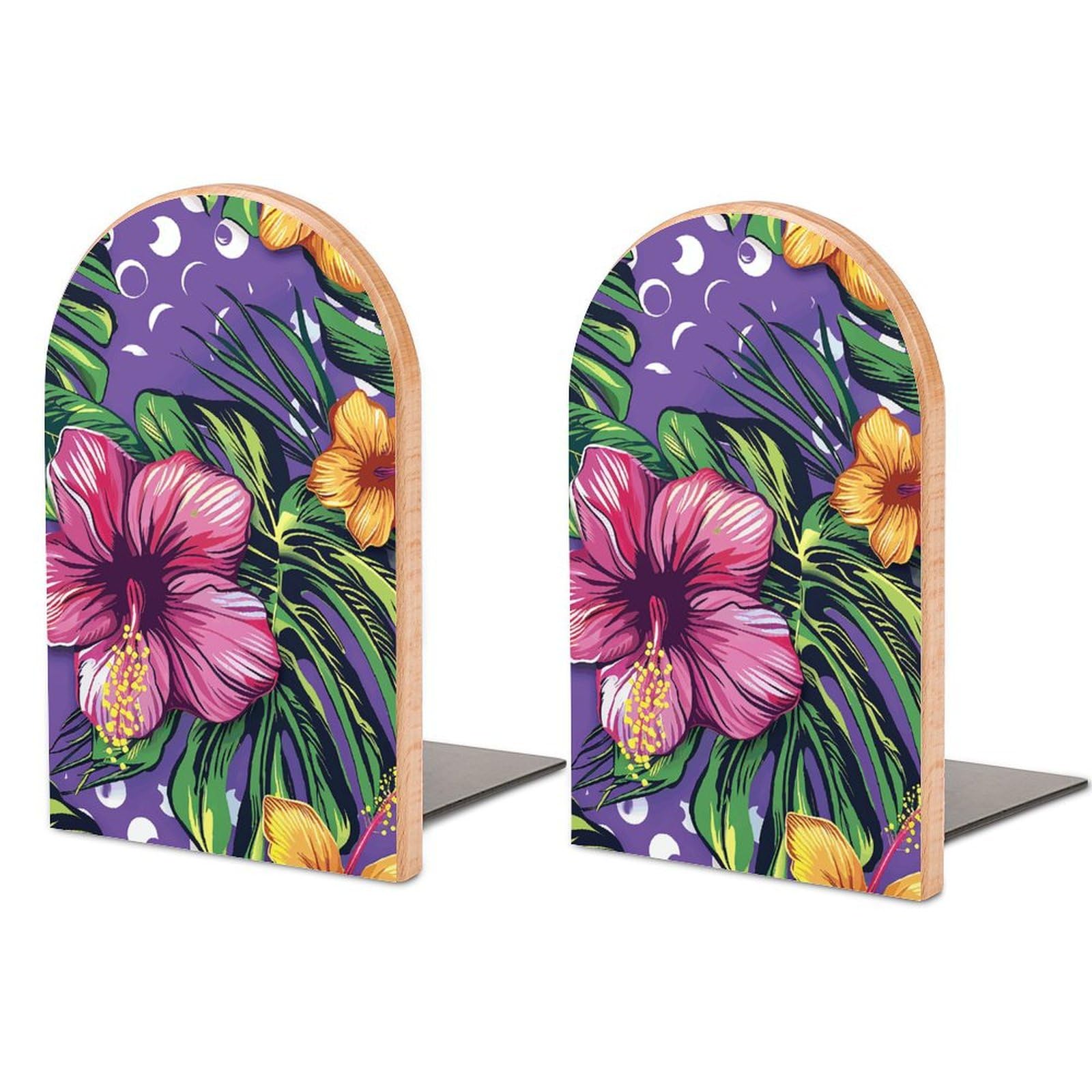 Serre-livres en bois floral pour étagères de salon, support de CD décoratif de bureau
