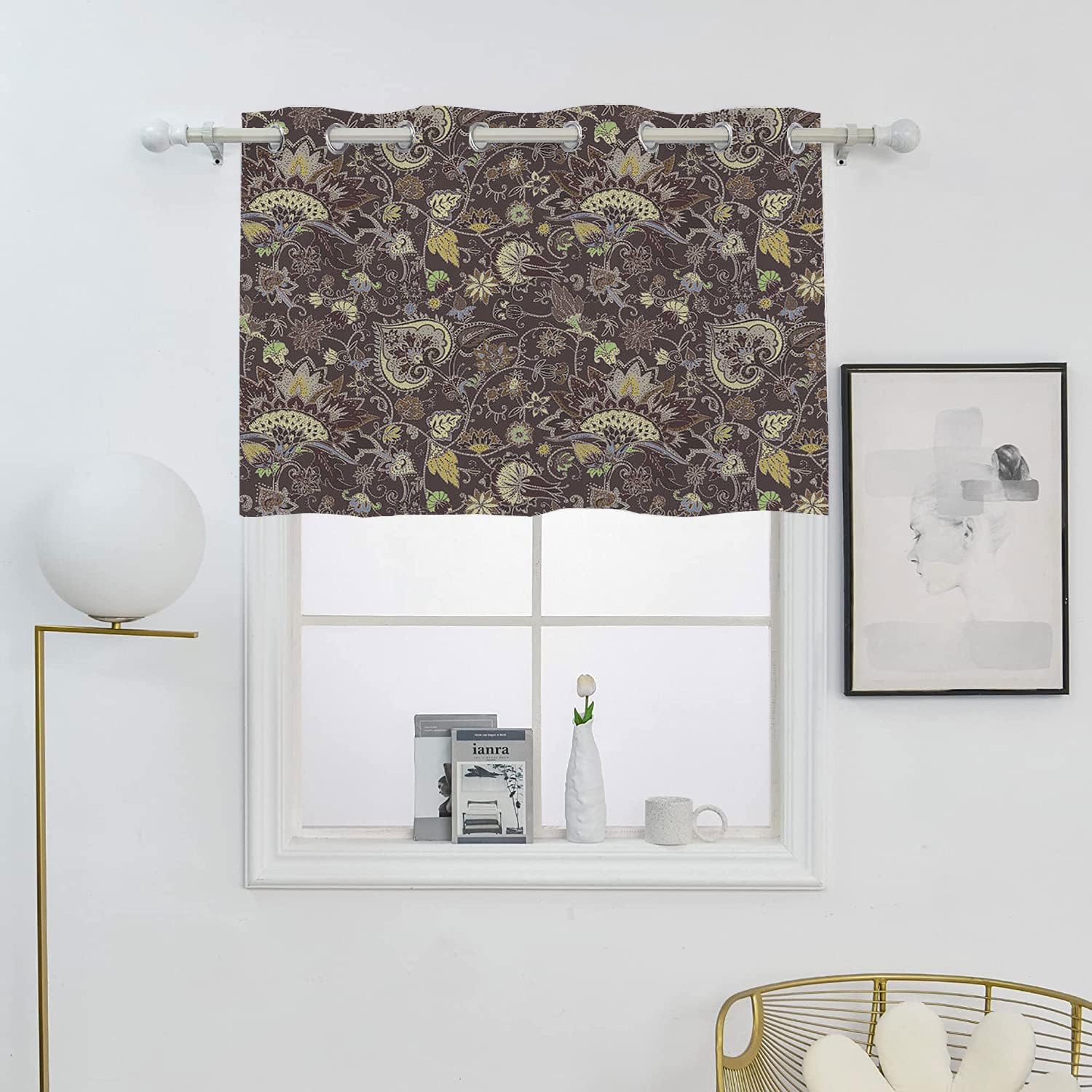 Paisley Pattern W42 xL35 Inch Casual SemiSheer Grommet