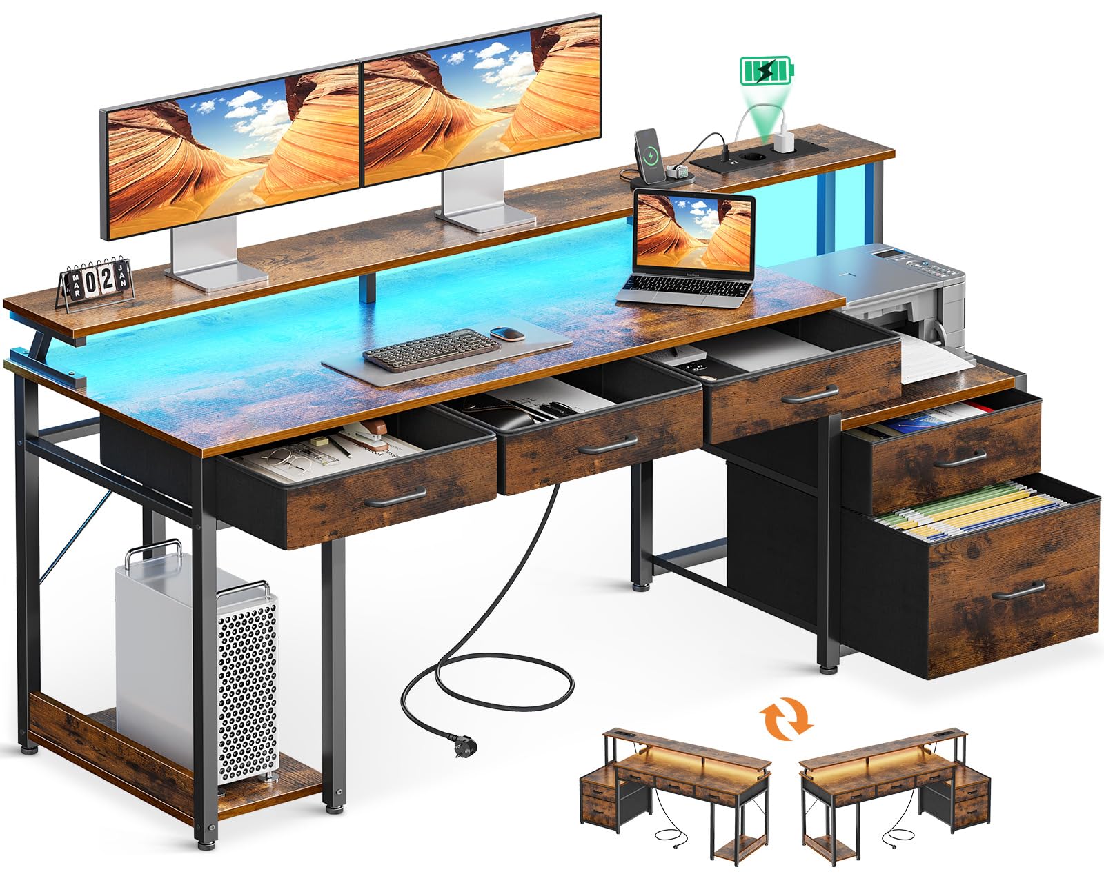 Coleshome Bureau Gaming avec Éclairage LED, 120×48 cm Bureau Gamer avec Coleshome Bureau Gaming avec Éclairage LED, 120×48 cm Bureau Gamer avec