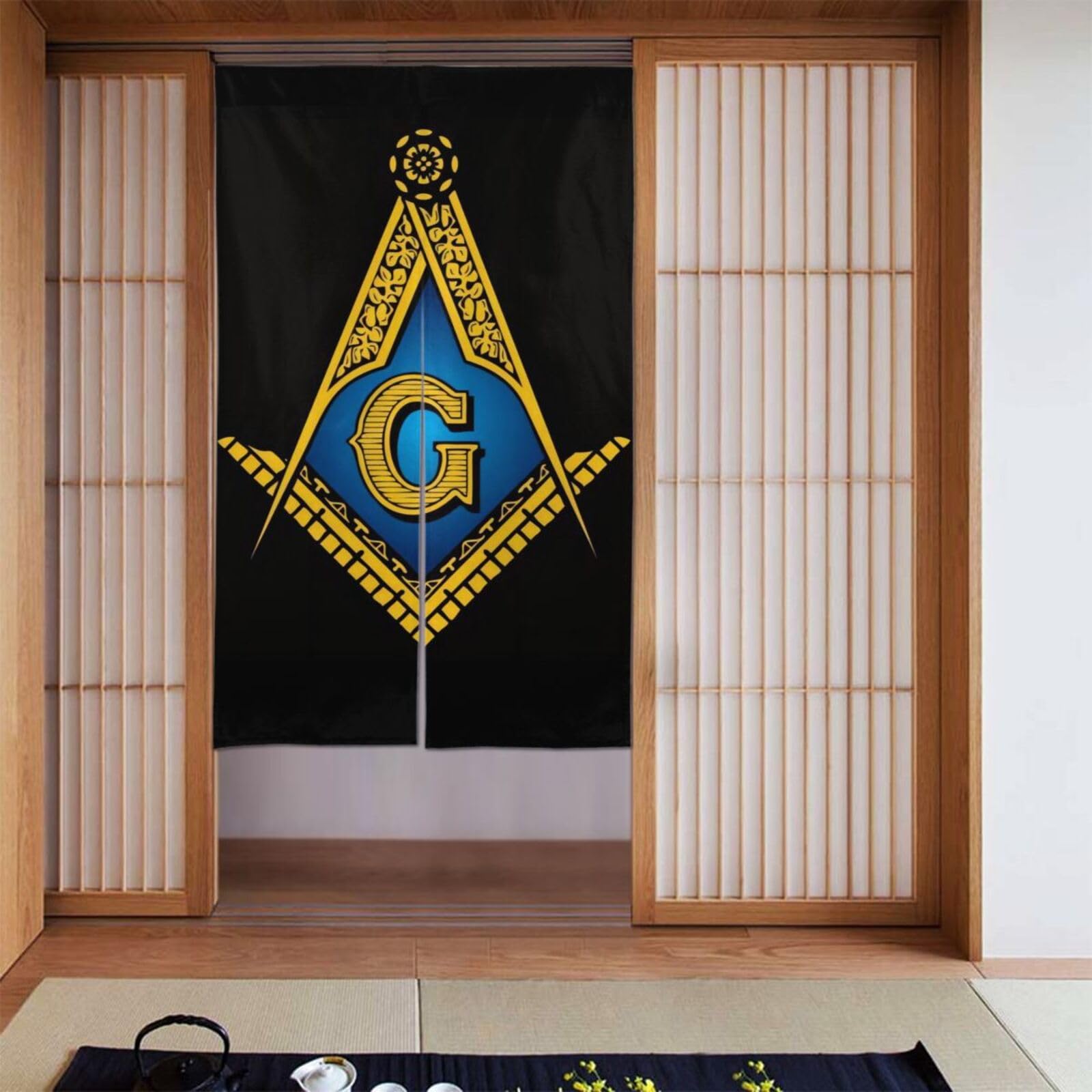 Lukiyys Freemasonry Masonic Lodge Symbol Door Curtains,Doorways Curtains for Windows,Bedroom Divider 34"X 56"
