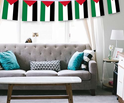 Miniatura 5 de 30 cuerdas de bandera palestina, banderines palestinos de 32 pies, pancarta decorativa para decoración de patio interior al aire libre