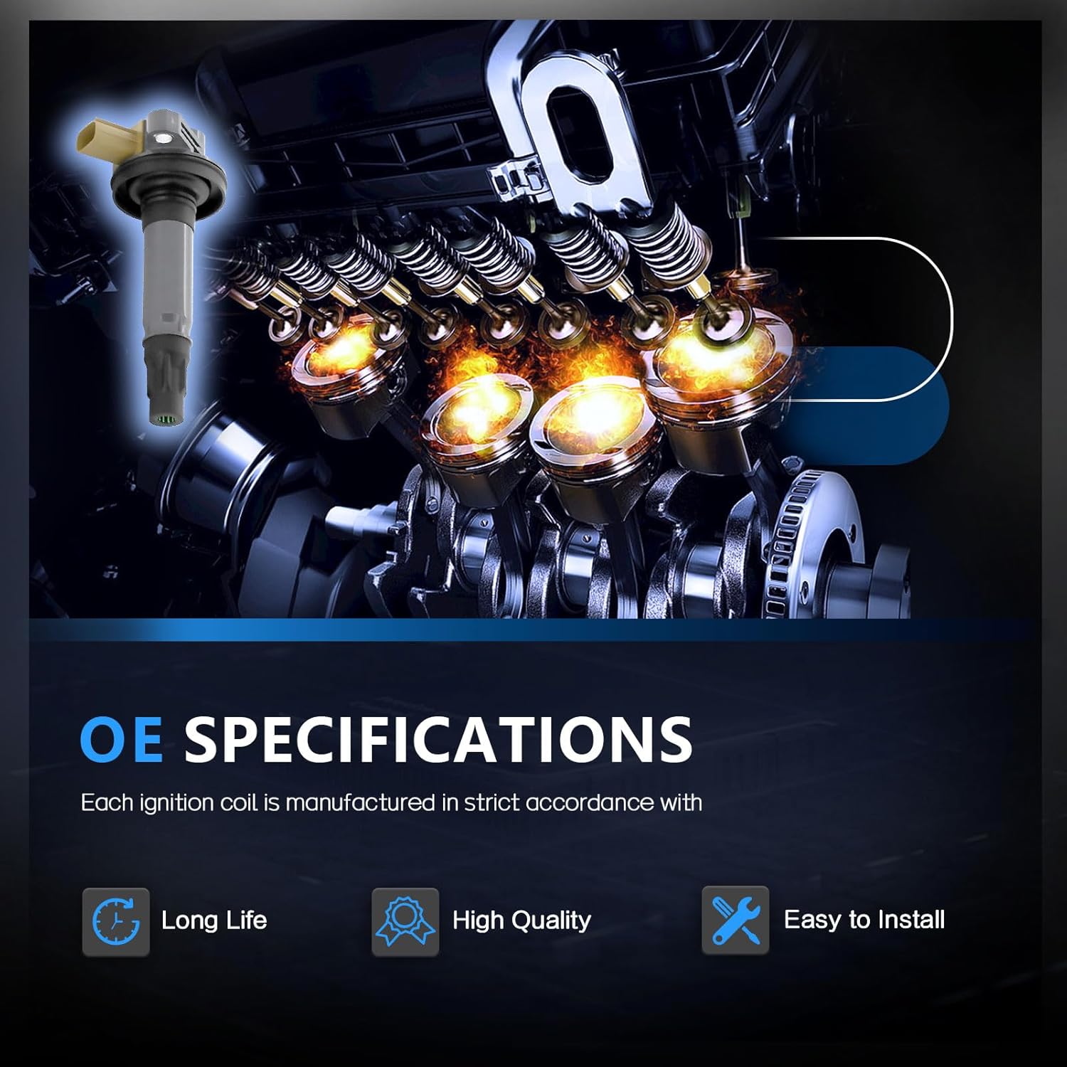 Ignition Coil Pack Replacement for 3.5 V6 Ecoboost 2011 2012 2013 2014 2015 2016 2017 2018 2019 Ford F-150 F150 Expedition Explorer Flex Taurus Transit Lobo, Lincoln MKS MKT Navigator, UF646