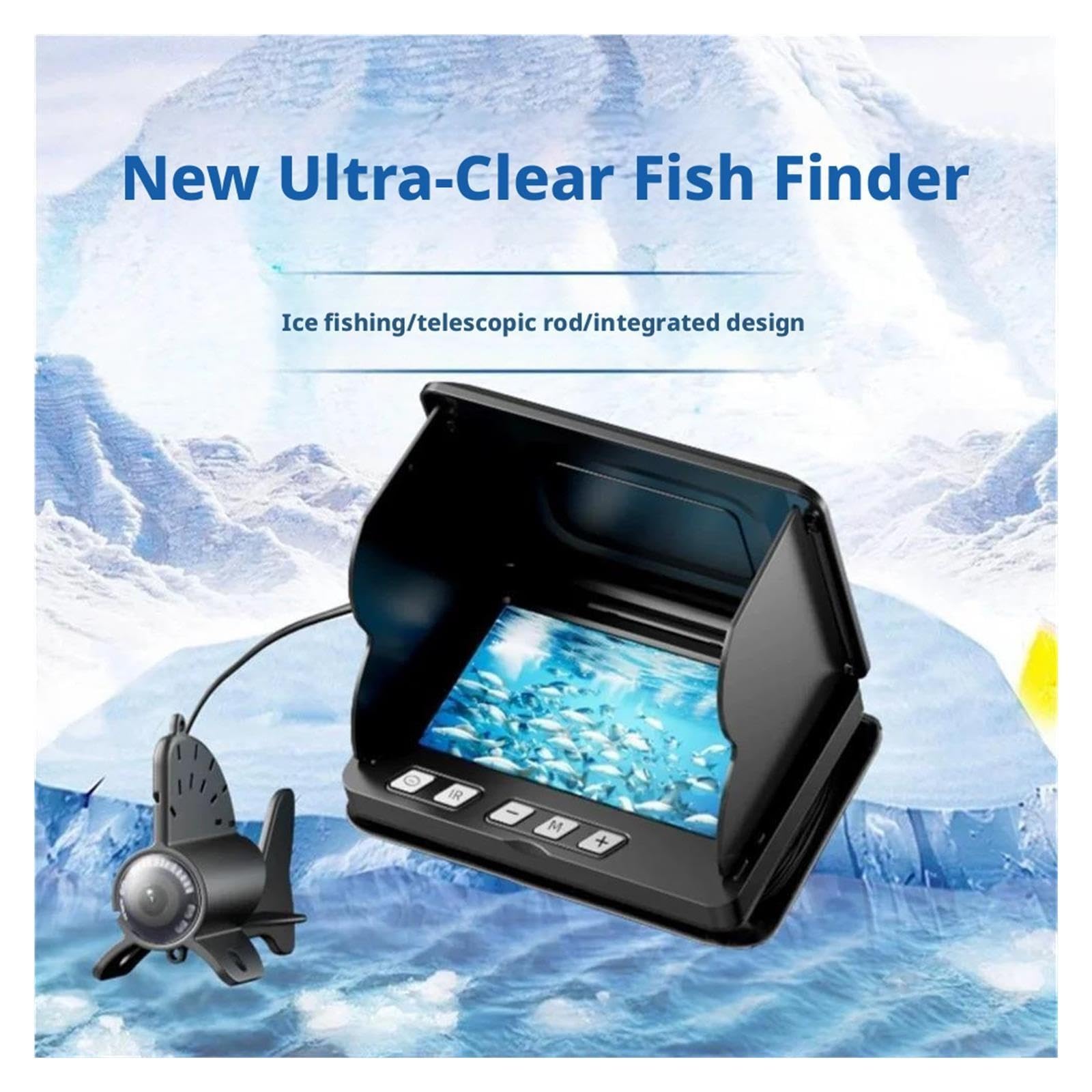 Detector de Peces, Cámara de Pesca submarina Todo en uno IPS 4,3 Pulgadas 12 buscador Peces LED IR(4.3 Inch 30m)