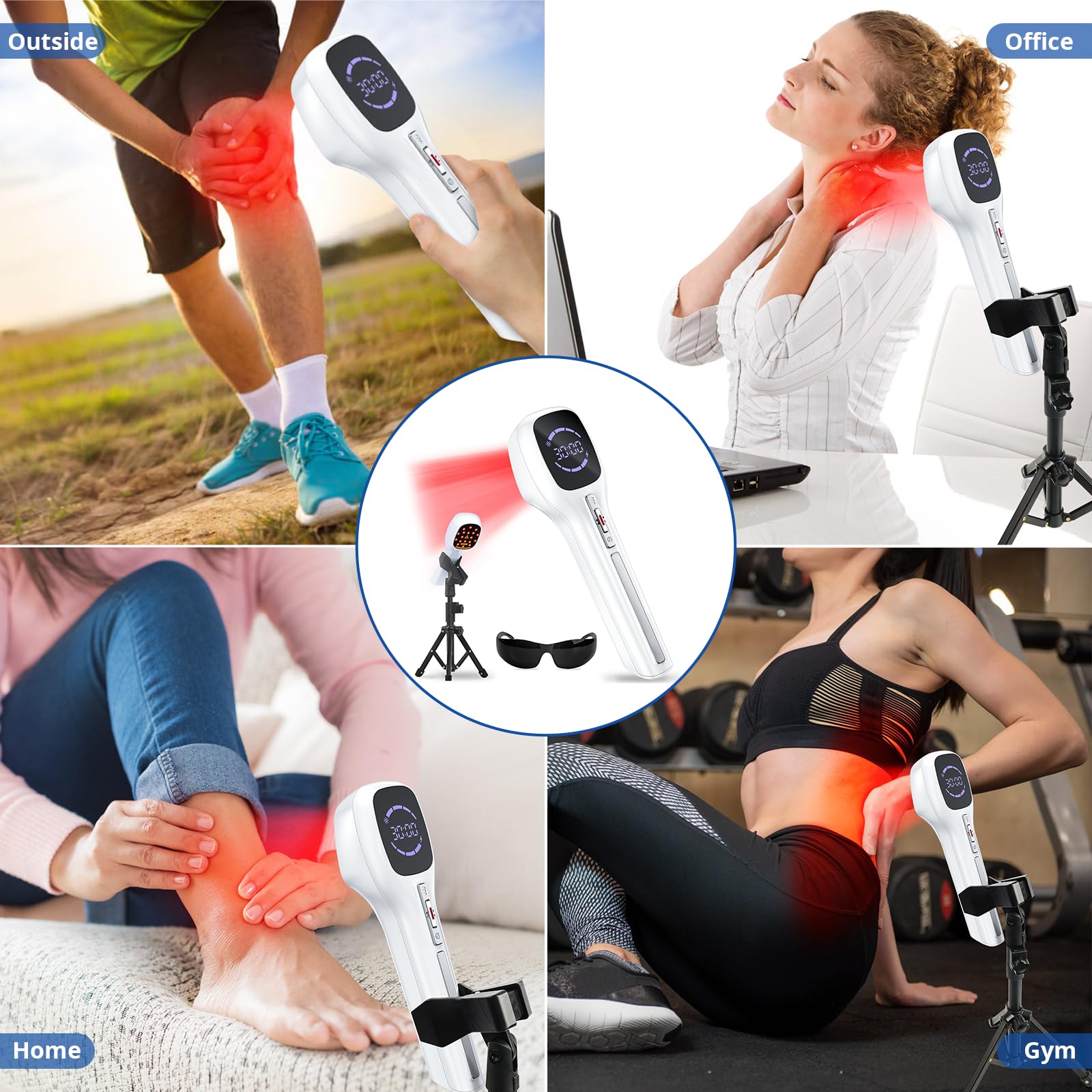 Rotlicht Therapiegerät, Handgerät Kalte Laser mit 5-30mins Timer Einstellbarer Leistung, Gelenk- und Muskelpflege (4 * 808nm+14 * 650nm) für Haustiere & Menschen, Red Light Therapy