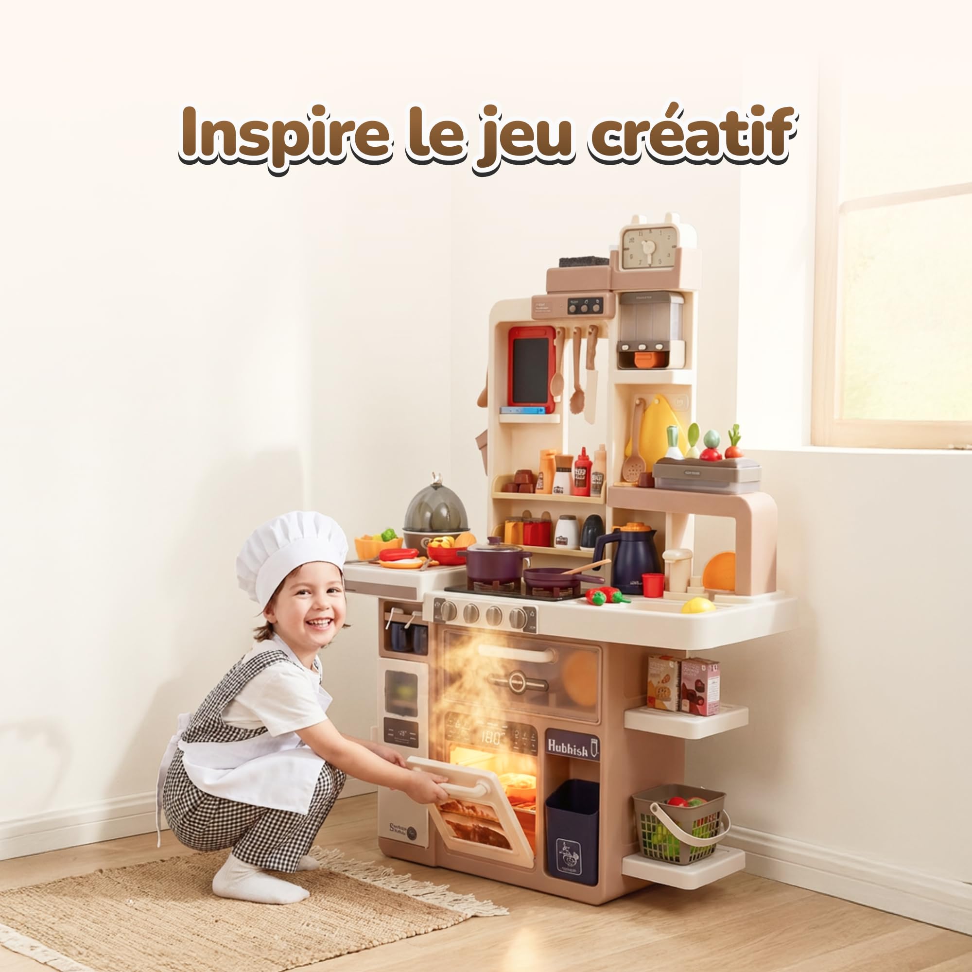 Baby Vivo Cuisine Enfant En Bois avec LED Lumière et Son robinet - Luca en Blanc | MA Trading | Buy it Smart