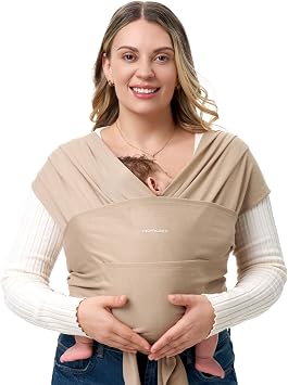 momcozy Écharpe de Portage Ergonomique Préformée Réglable Beige Sable