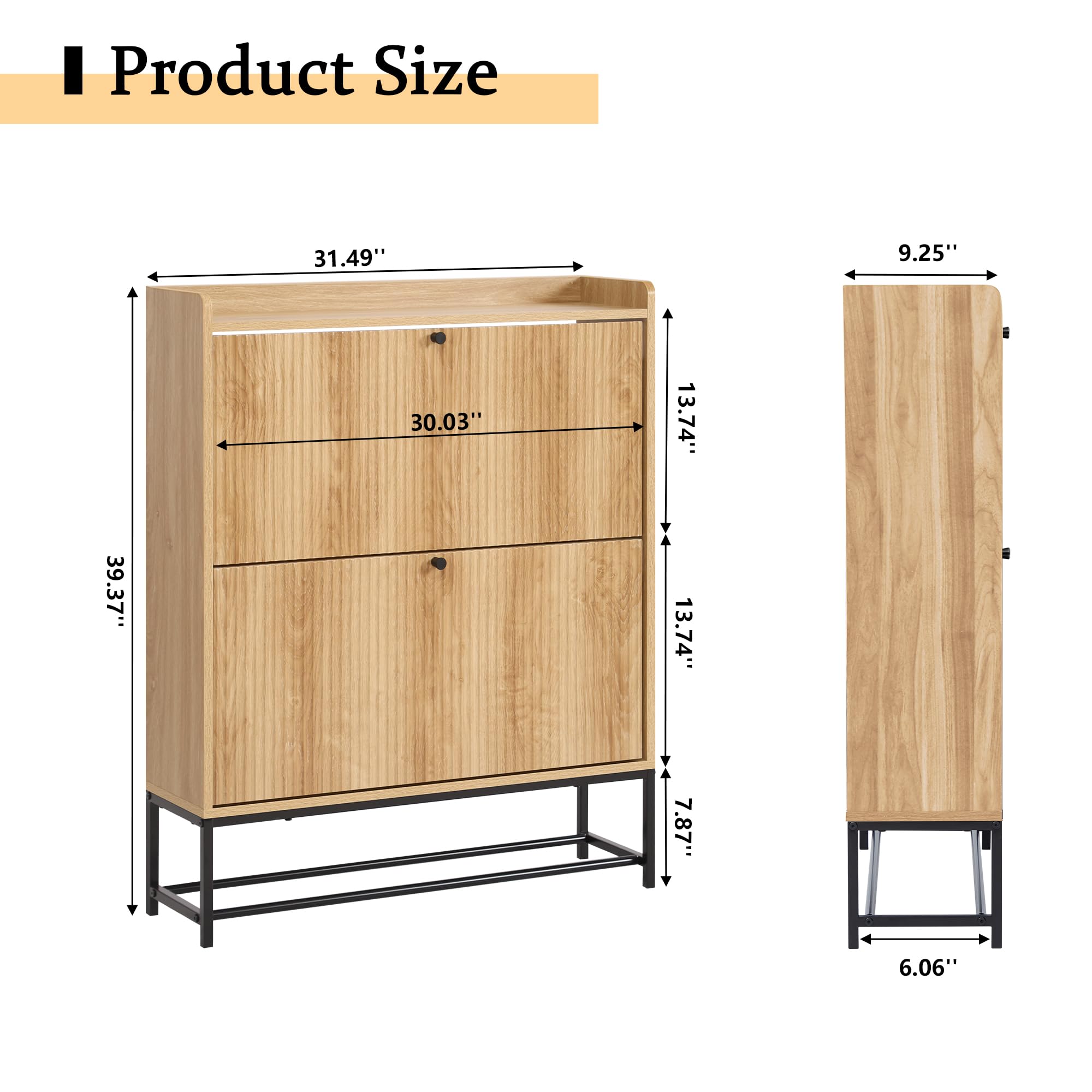 Pattern Shoe Cabinet - Organizador de almacenamiento de doble capa, doble puerta, diseño moderno y duradero con estantes ajustables