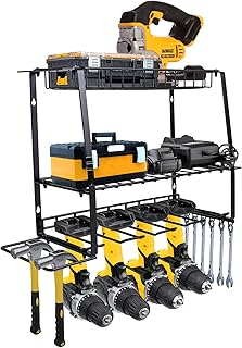 LORO ESSENTIALS - Power Tool Organizer Wall Mount - power Tool Organizer with Tool Holder and Drill Holder - Tool Organizers and Storage that Organize to Maximize Space w/Tool Storage Tool Rack -