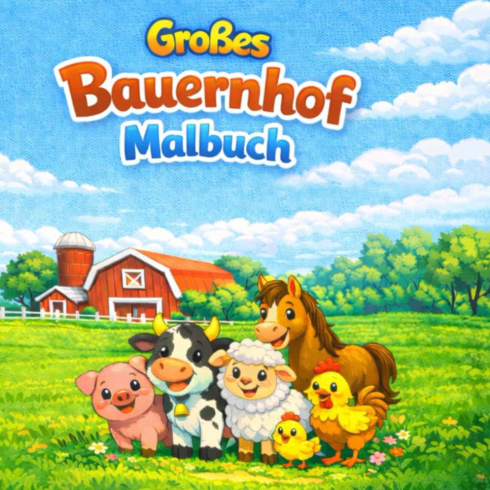 Großes Bauernhof Malbuch: Malspaß auf dem Bauernhof – große Ausmalbilder für Kinder von 3 bis 8 Jahren