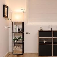 Vista 3 de Lámpara de pie con estantes, lámpara de pie rectangular de gran tamaño con bombilla de temperatura de 3 colores, lámpara de estantería de exhibición