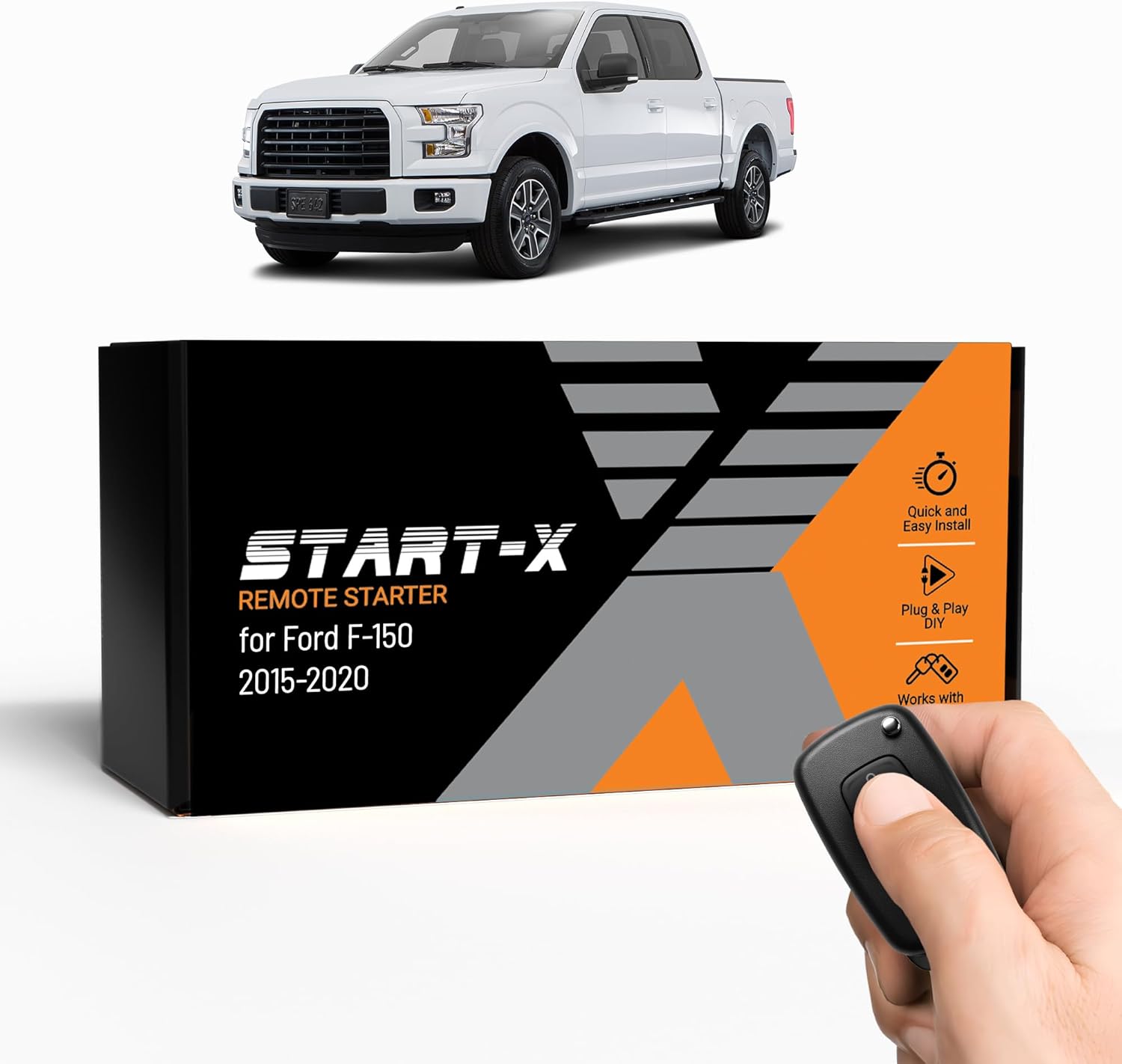 Start-X Remote Starter Kit for Ford F-150 (2015, 2016, 2017, 2018, 2019, 2020) Trucks with Push-to-Start or Key Ignition and Hood Pin | Settings Enabled in Dash | Plug & Play | Use Your OEM Key Fob