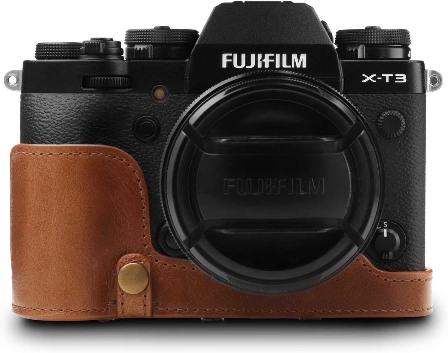 MegaGear MG1551 Ever Ready Genuine Leather Camera Case for Fujifilm X-T3 (XF23mm - XF56mm & 18-55mm Lens) - Brown