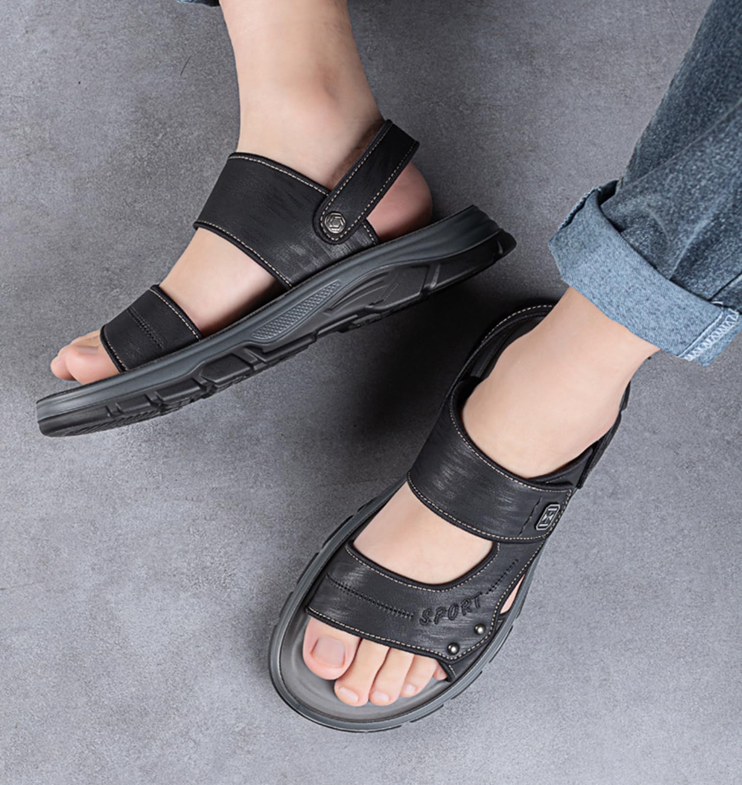 Zapatos De Verano Sandalias De Forro De Neopreno, Calzado De Espuma Ligero Y Acolchado: Para Caminar, Playa, Viajar(40 EU, Black)