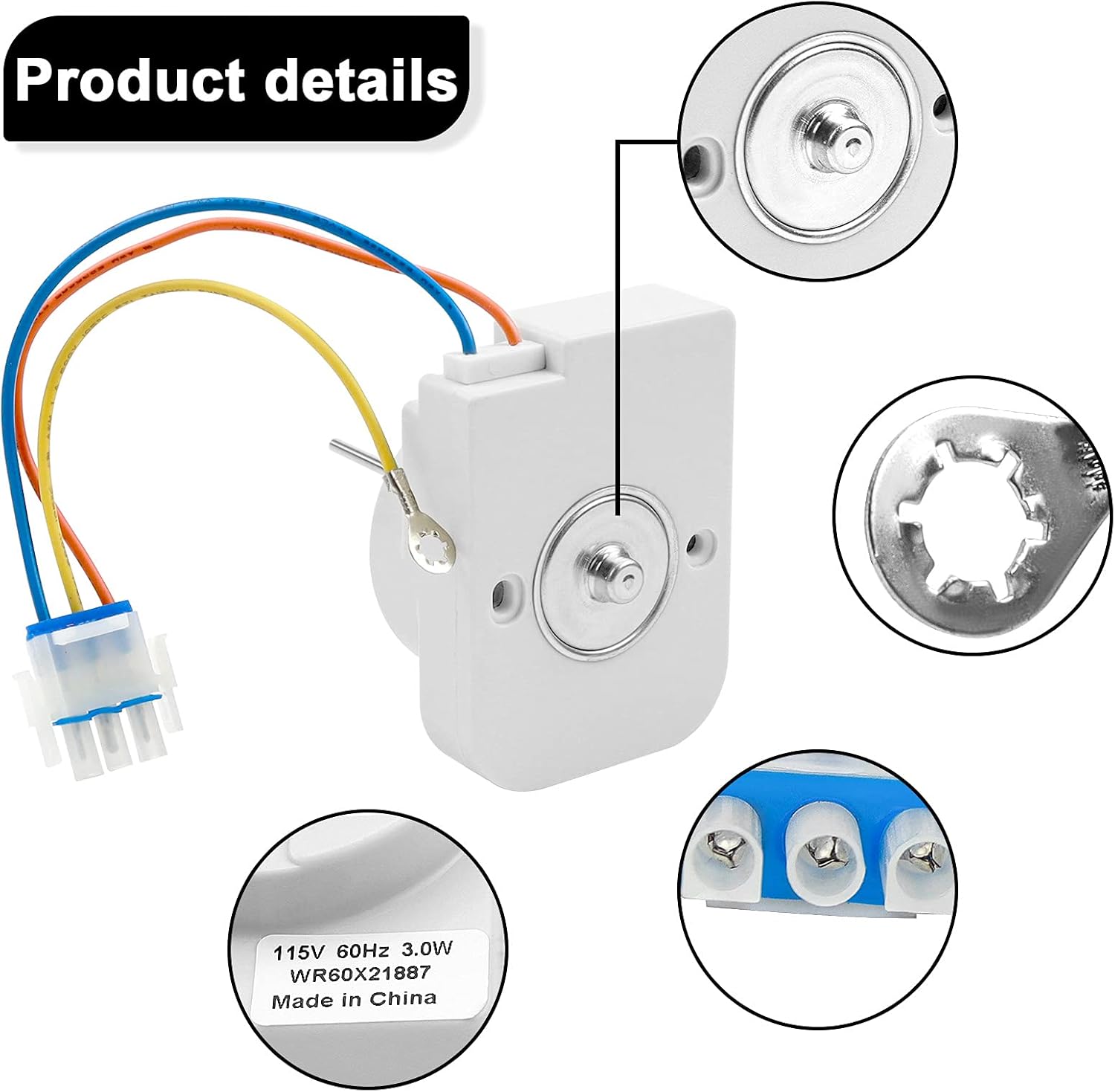WR60X21887 Refrigerator Evaporator Fan Motor Compatible with GE Refrigerator - Replaces WR60X10137 WR60X10054 WR60X10189 WR60X10240 WR60X24645 by AMI PARTS