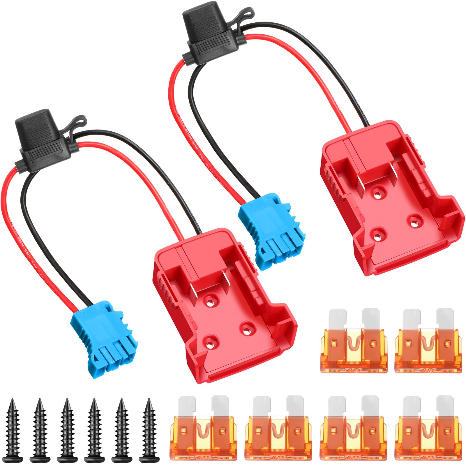 Pickmesh 2 Packs Wheel Adapter Compatible with Milwaukee 18v Battery Adapter Converter with 12awg Wire Harness Connector Compatible with Eg-perego