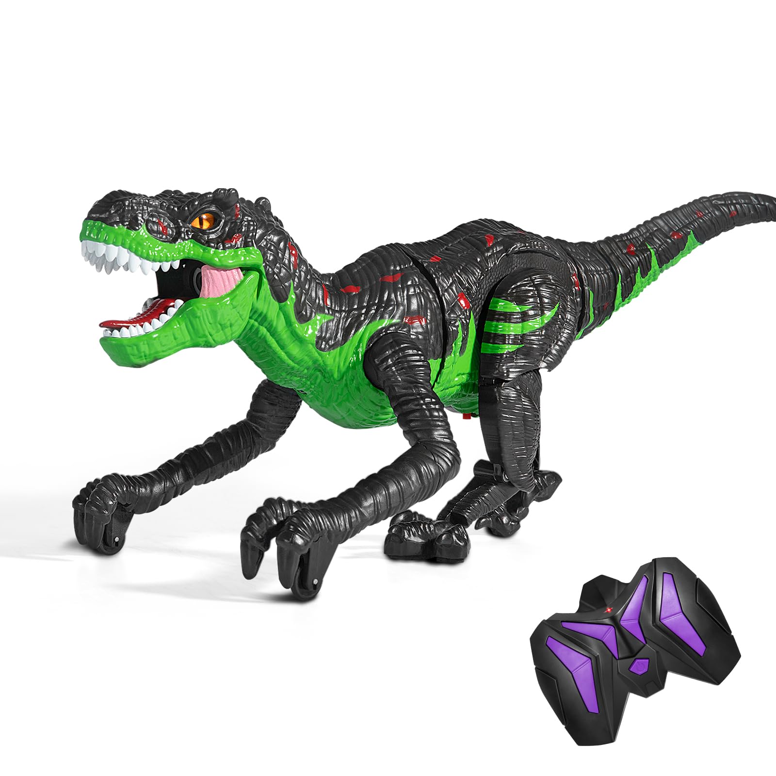 Kizmyee Afstandsbediening Dinosaurusspeelgoed voor Jongens 2.4Ghz RC Realistische T-Rex Dinosaurus Robot Lopen en Brullen met LED-licht voor Kinderen Meisjes Kleuter