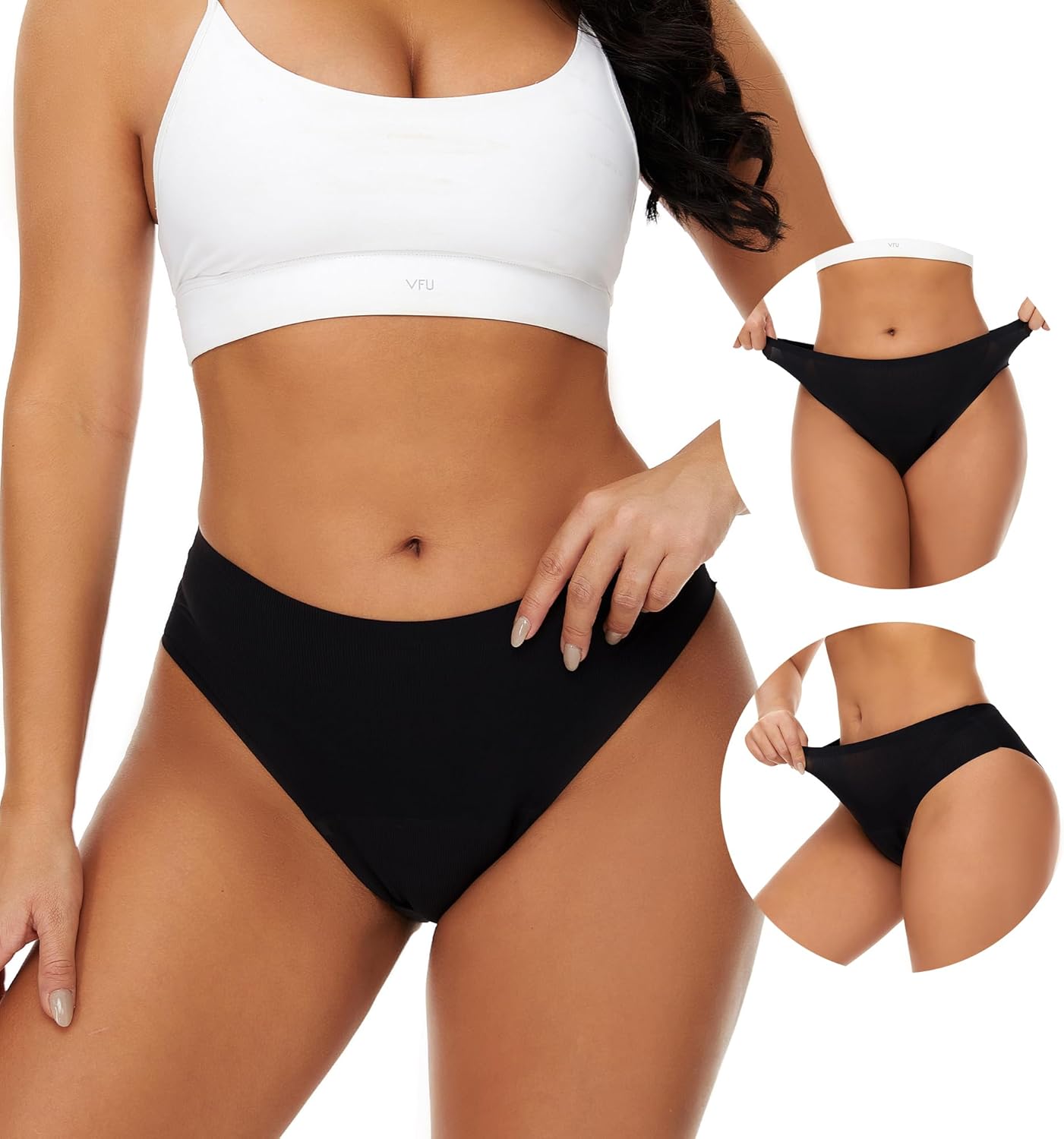 Period Underwear for Women Heavy Flow Nylon Menstrual Panties for Teens, Black,X-Small - Image 4