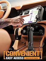 Vista 2 de ToughTested Boom Cup Holder Tablet Mount – Heavy-Duty iPad & GPS Car Mount for Cup Holder – 360° Rotating Arm, Fits Tablets Up to 13