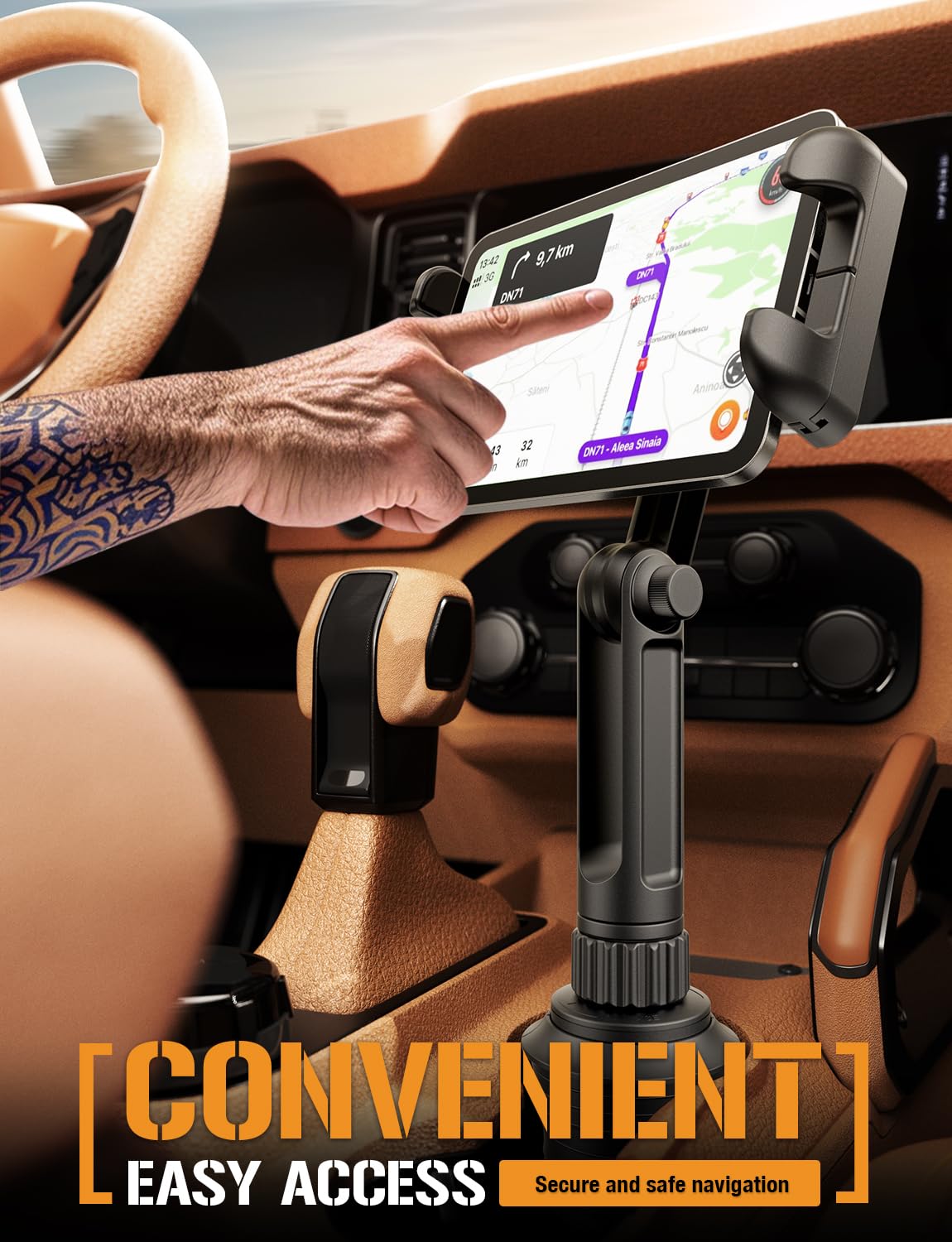 ToughTested Soporte para Tablet y GPS, se Adapta a Dispositivos de hasta 13 Pulgadas | Soporte para tablet con brazo giratorio de 360° y soporte antivibración para camiones, coches y tabletas de hasta 33 cm.