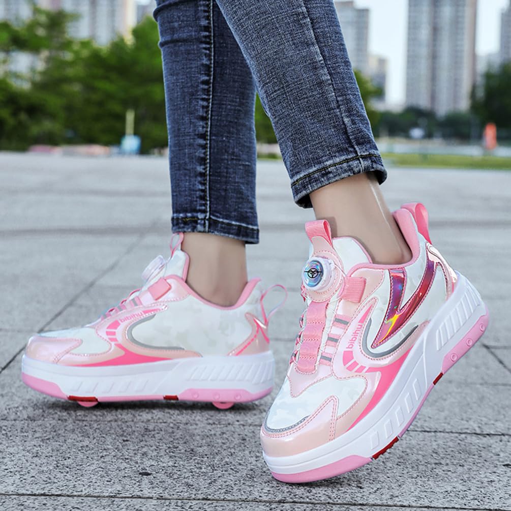 Dziewczęce buty na kółkach dla chłopców buty do deskorolki dla dzieci 2 w 1 wielofunkcyjne buty na rolkach buty na rolkach buty damskie, Rolka S37, 37 EU